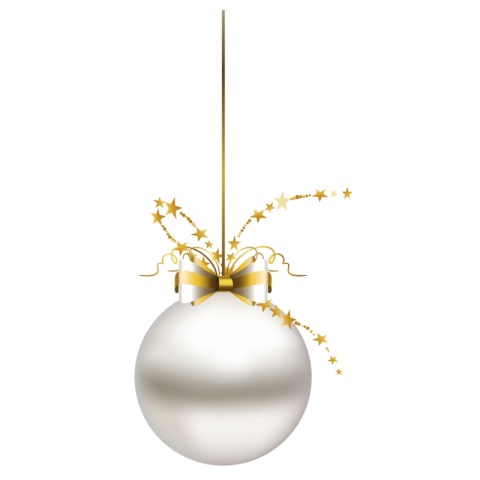 CDR White & Golden Decoration Ball PNG Image