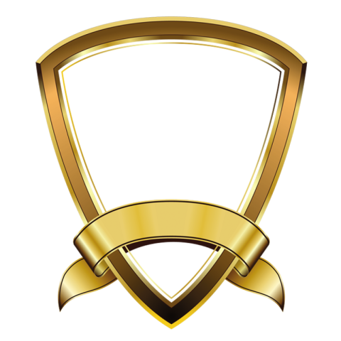 Black Golden Shield With Ribbon PNG Transparent Free Download