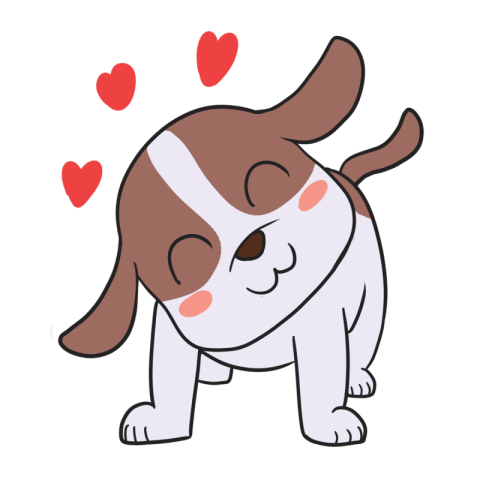 Brown white dog cartoon cute Free PNG Download