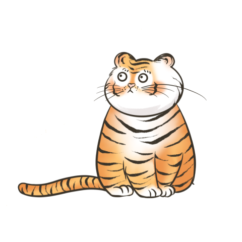 Cat tiger cartoon simple stroke PNG Free Image