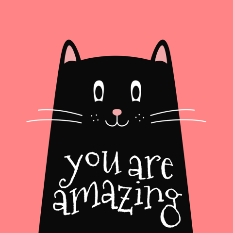 Cute black cat with inspirational PNG Free Download