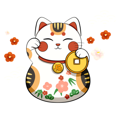 Cartoon color japanese lucky cat Free Download PNG