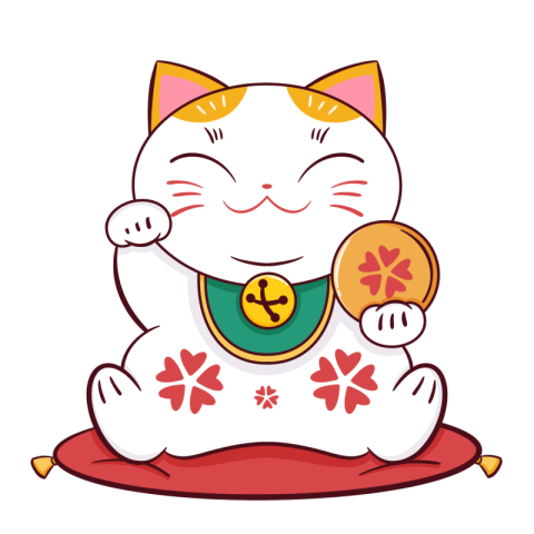 Beautiful japanese cartoon lucky cat PNG Free Download