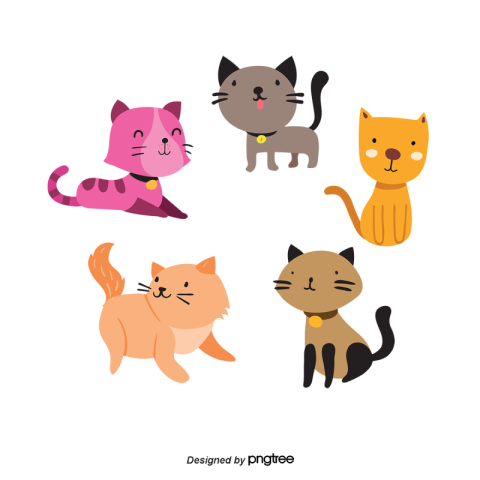 Vector hand painted cartoon cat PNG Free Download