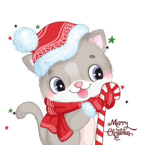 Christmas cat playing Free PNG Download