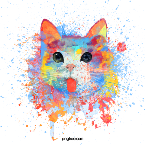 Watercolor cat PNG Free Download