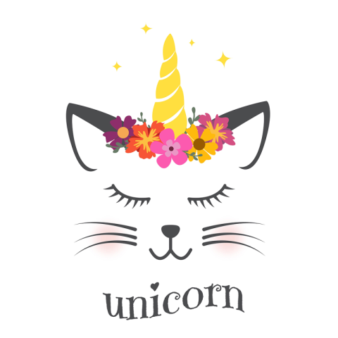 Cute cat unicorn illustration PNG Free Download