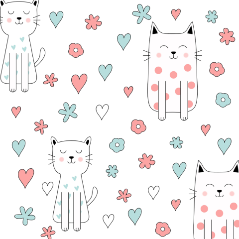Cat pattern hand drawn style PNG free Download