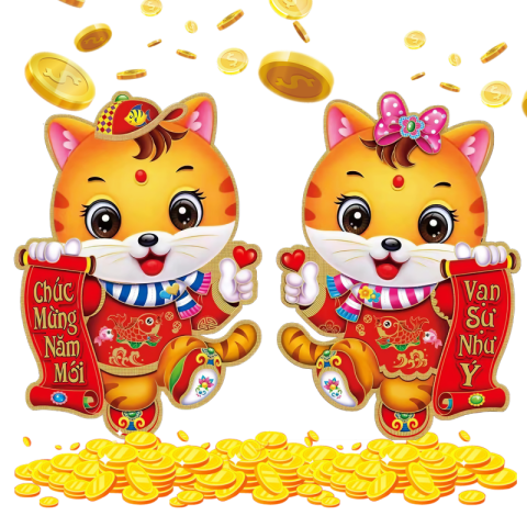 Cat vietnamese new year couplets Free Download PNG