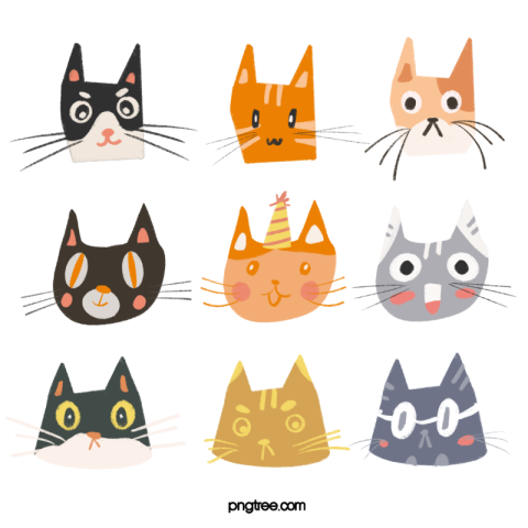 Cute cartoon cat sticker PNG Free Download