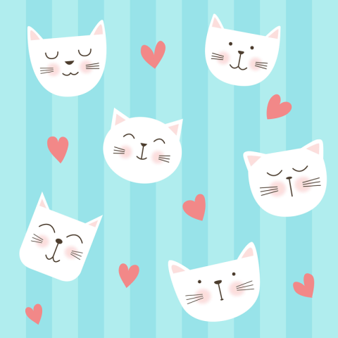 Cute cats background with hearts PNG Free Download
