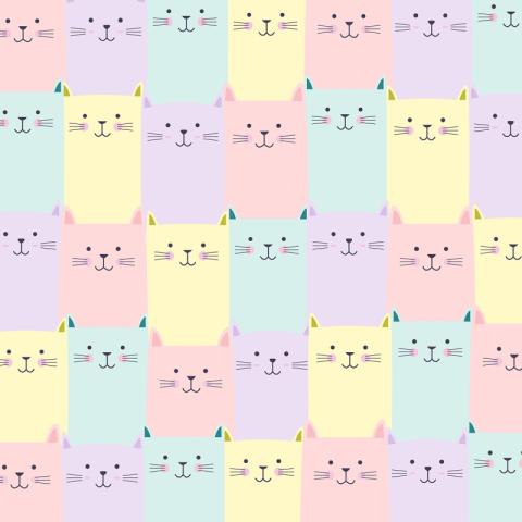 Cute cat pattern with pastel PNG Free Download