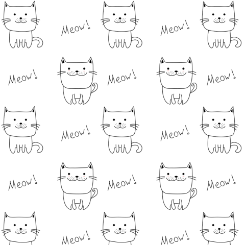 Doodle cute cat pattern PNG free Download