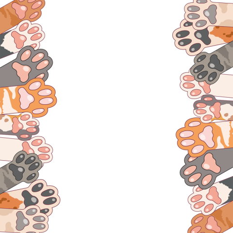 Cat footprints cute orange pattern PNG Free Download