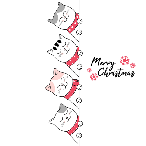 Christmas design with cute cat Free PNG Download