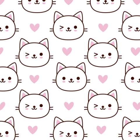 Cute baby cat pattern background PNG Free Download