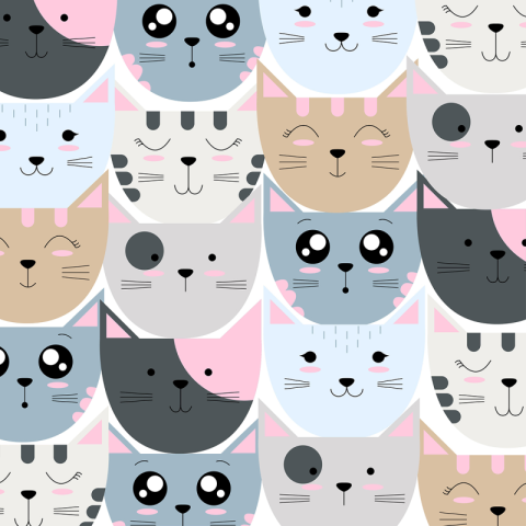 Cute cat   pattern PNG free Download