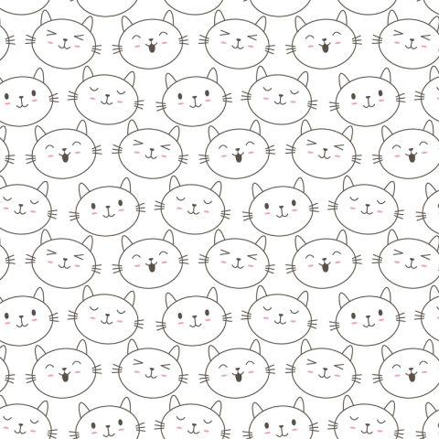 Cute adorable cat vector pattern Free Download PNG