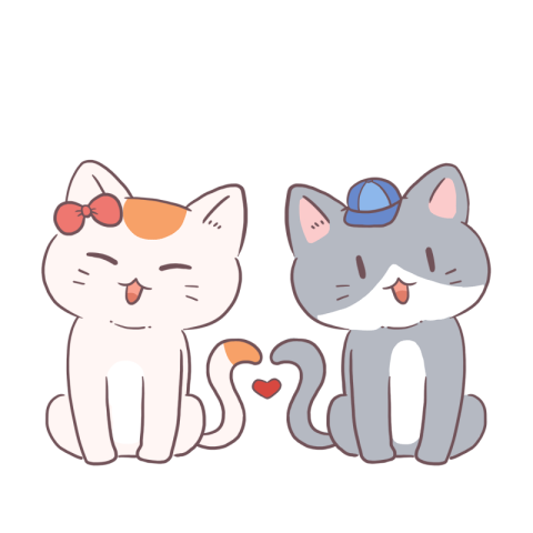 Cute cat cartoon couple avatar PNG Download