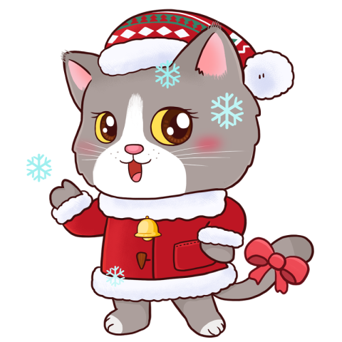 Cute cat christmas animal Free PNG Download