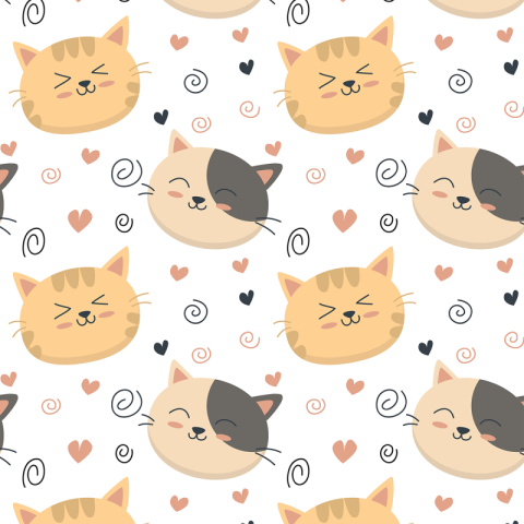 Cute cat face pattern with PNG Free Download