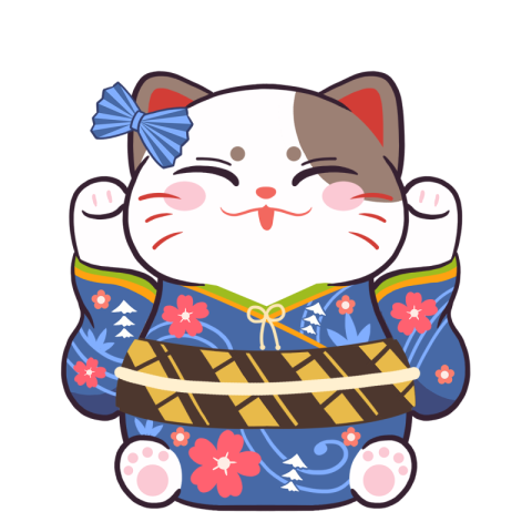 Japanese kimono beckoning cat PNG Free Download