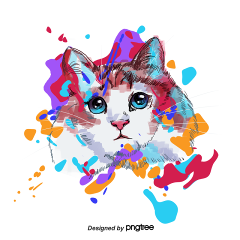 Watercolor cat Free PNG download