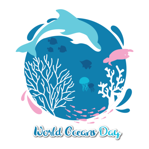 World oceans day abstract illustration dolphin PNG Free Download