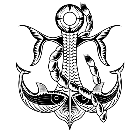 Fish anchor hand drawn tattoo PNG Download