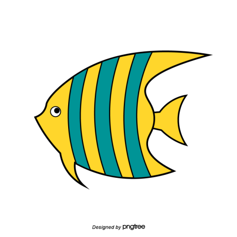 Yellow cartoon cute tropical fish PNG Download