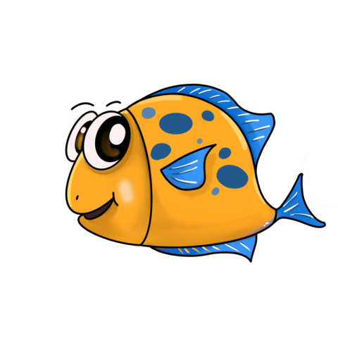 Cute yellow fish cartoon clipart PNG Download