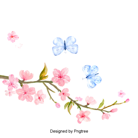 Cartoon hand painted butterfly flower design PNG Free Download