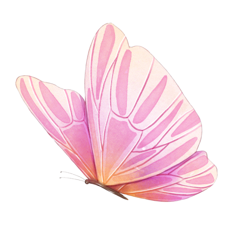 Watercolor blooming pink flying butterfly Free PNG