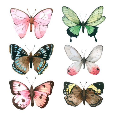 Butterfly watercolor collection isolated  Free Download