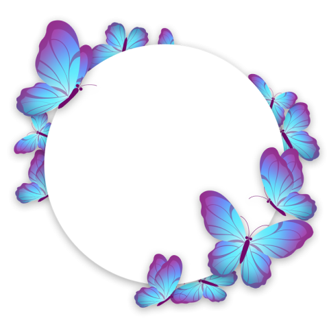 Round blue gradient butterfly border PNG Download