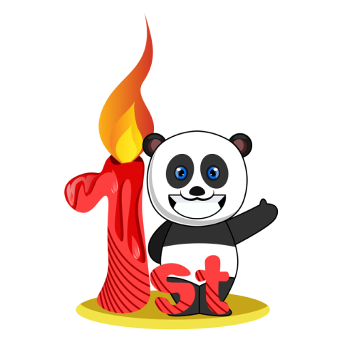 Pandas first birthday illustration vector FRee PNG Download
