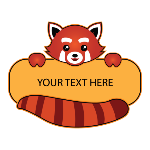 Cute red panda holding board PNG Free Download
