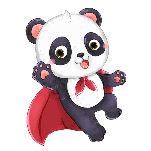 Cartoon cute hero baby panda PNG Free Download
