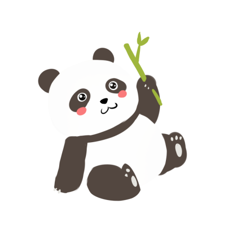 Hand drawn cute panda eating PNG Free Download