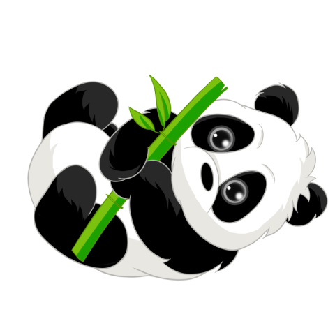 Happy panda hugging bamboo clipart Free PNG Download