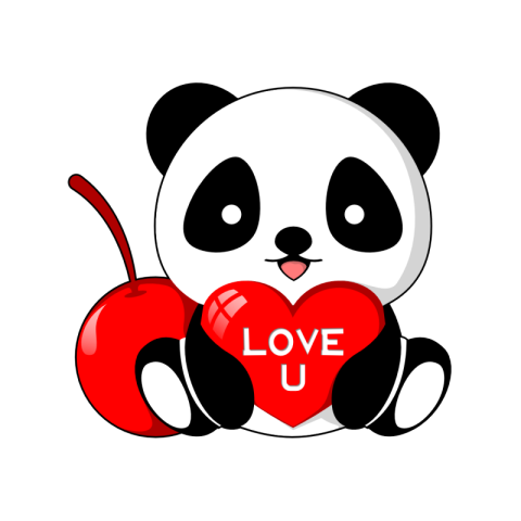 Panda on valentine s day PNG free Download