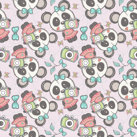 Cute panda cartoon seamless pattern Free PNG Download