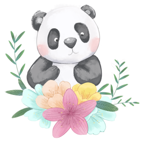 Cute cartoon watercolor animal panda PNG Free Download