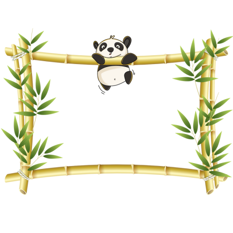 Panda bamboo flower border climbing Free PNG Download