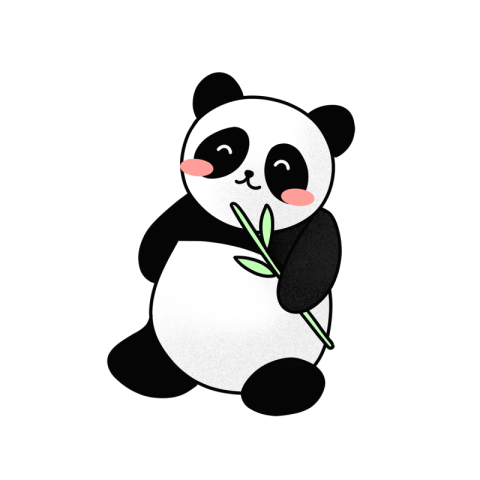 Hand drawn cute panda eating PNG Free Download