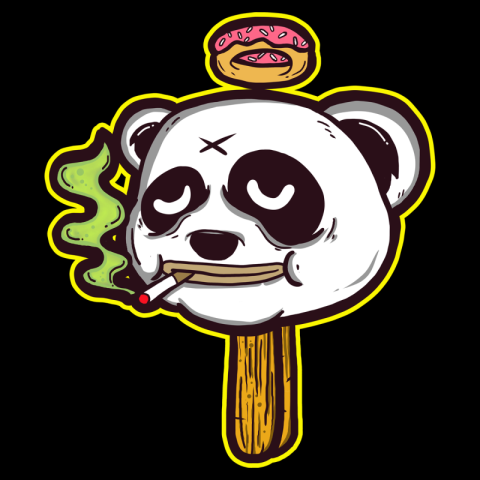 Panda head and donut cartoon PNG Free Download