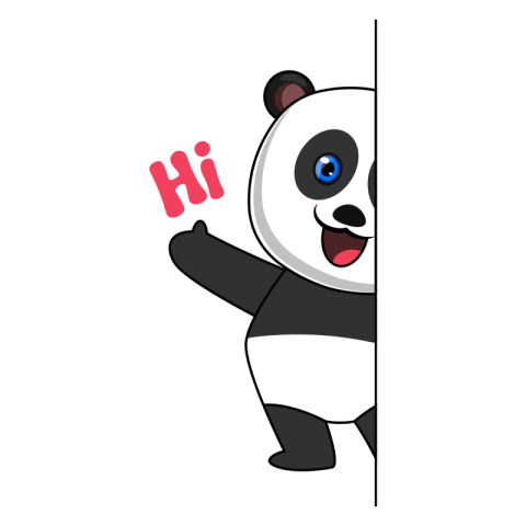 Panda saying hi illustration vector PNG Free Download