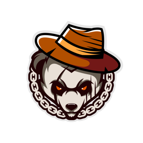 Panda with chain and hat PNG Free Download