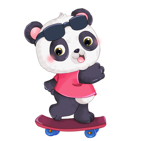 Cartoon cute baby panda playing PNG Free Download