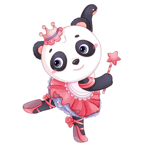Panda dancing with a magic PNG Download Free